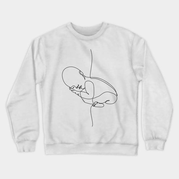 Newborn one  line art. Line drawing baby . Baby sleeping Crewneck Sweatshirt by OneLinePrint